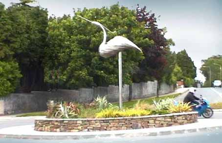 The stainless steel sculpture as it sits on the roundabout at the entrance to Carrigaline