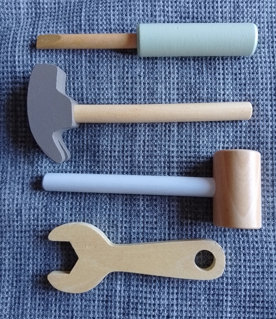 Selection of wooden toy tools